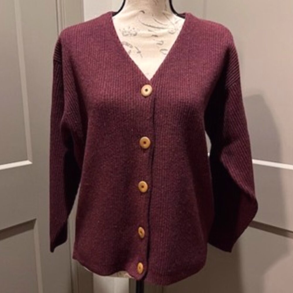 Vintage Patagonia 100% Wool Maroon Cardigan-MED - Picture 8 of 10